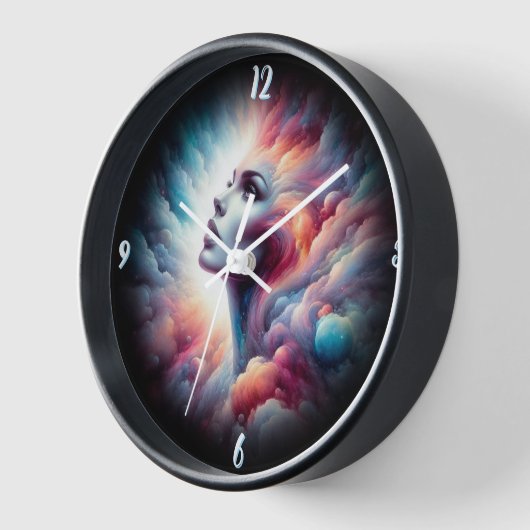宇宙アウラの髪をした人 壁時計 (傾斜)