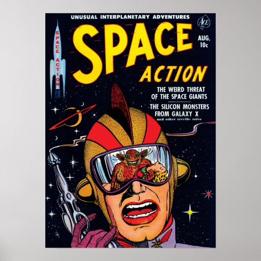 宇宙アクション#2ヴィンテージSci Fi漫画ブックカバー ポスター (正面)