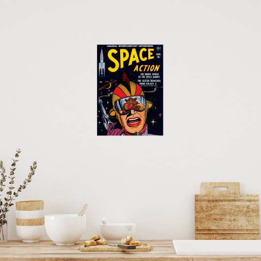 宇宙アクション#2ヴィンテージSci Fi漫画ブックカバー ポスター (キッチン)