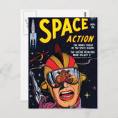 宇宙アクション#2ヴィンテージSci Fi漫画ブックカバー ポストカード (正面/裏面)