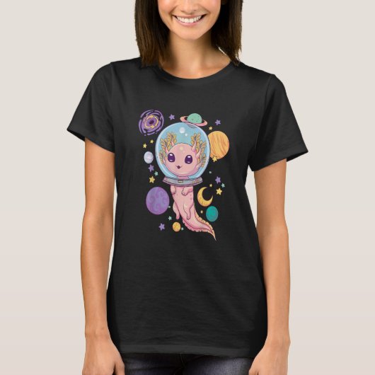 宇宙アクソロトルかわいいパステルゴシックアニメエステティック Tシャツ (正面)