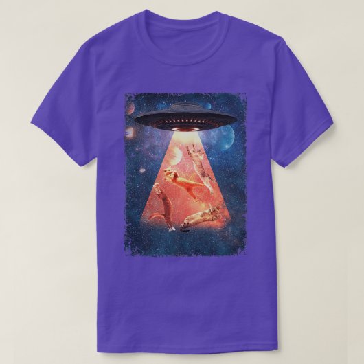 宇宙アストラル宇宙UFO宇宙飛行士Gaのおもしろい猫 Tシャツ (デザイン正面)