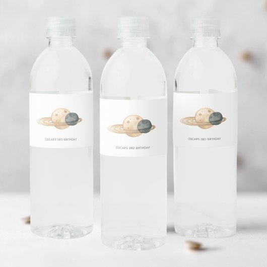 "宇宙アドベンチャーウォーターカラーファースト誕生日 ペットボトルラベル