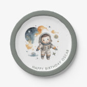 "宇宙アドベンチャーウォーターカラーファースト誕生日 ペーパープレート (正面)
