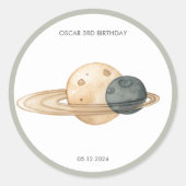 "宇宙アドベンチャーウォーターカラーファースト誕生日 ラウンドシール (正面)