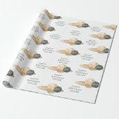 "宇宙アドベンチャーウォーターカラーファースト誕生日 ラッピングペーパー (アンロールド)