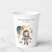 "宇宙アドベンチャーウォーターカラーファースト誕生日 紙コップ (裏面)