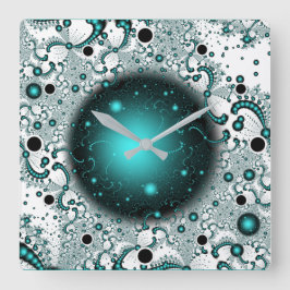 宇宙アドベンチャーファンタジーフラクタルアート スクエア壁時計