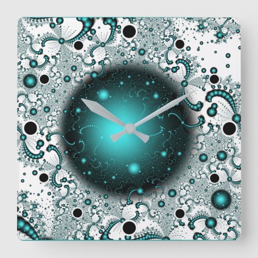 宇宙アドベンチャーファンタジーフラクタルアート スクエア壁時計 (正面)