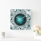 宇宙アドベンチャーファンタジーフラクタルアート スクエア壁時計 (ホーム)