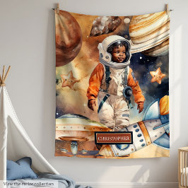 宇宙アドベンチャーブランケットキュートブラックボーイズギフトアイディア フリースブランケット