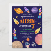 宇宙アドベンチャー誕生日招待状子供へパーティー 招待状 (正面)