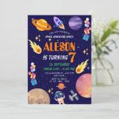 宇宙アドベンチャー誕生日招待状子供へパーティー 招待状 (スタンド正面)