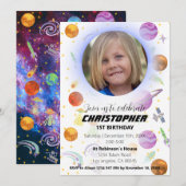 宇宙アドベンチャー誕生日 招待状 (正面/裏面)