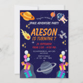 宇宙アドベンチャー誕生祝い 招待状 (正面)