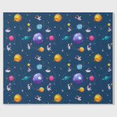 宇宙アドベンチャー:ブルー宇宙飛行士子供の誕生日パーティー ラッピングペーパー (フラット)