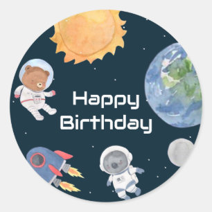 宇宙アドベンチャー：惑星と動物宇宙飛行士 ラウンドシール