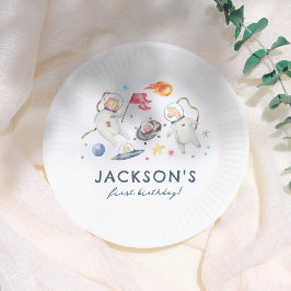 宇宙アニマルムーンエイリアン1st誕生日パーティー ペーパープレート