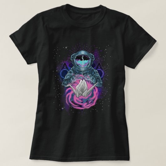宇宙アート飛行士の折り紙 Tシャツ (デザイン正面)