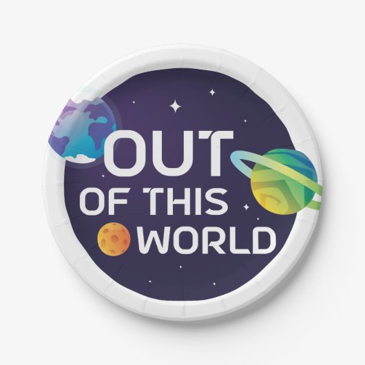 宇宙イラストレーションこの世界の宇宙空間 ペーパープレート (正面)