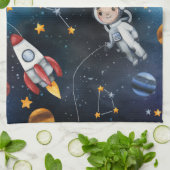宇宙イラストレーションと宇宙マン キッチンタオル (折り畳み)