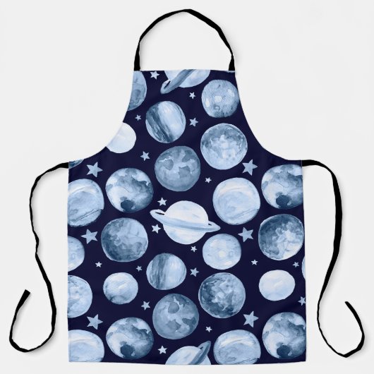 宇宙イラストレーションwiの水色パターン銀河系 エプロン (正面)