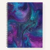 宇宙インク |ターコイズブルーパープル銀河系星雲 ノートブック (正面)