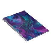 宇宙インク |ターコイズブルーパープル銀河系星雲 ノートブック (右側)