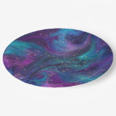 宇宙インク |ターコイズブルーパープル銀河系星雲 ペーパープレート (アングル)