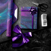 宇宙インク |ターコイズブルーパープル銀河系星雲 ラッピングペーパー