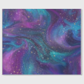 宇宙インク |ターコイズブルーパープル銀河系星雲 ラッピングペーパー (フラット)