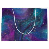 宇宙インク |ターコイズブルーパープル銀河系星雲 ラージペーパーバッグ (裏面)