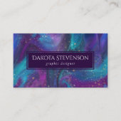 宇宙インク |ターコイズブルーパープル銀河系星雲 名刺 (正面)