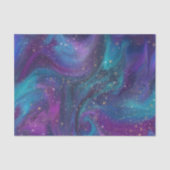 宇宙インク |ターコイズブルーパープル銀河系星雲 薄葉紙 (正面)