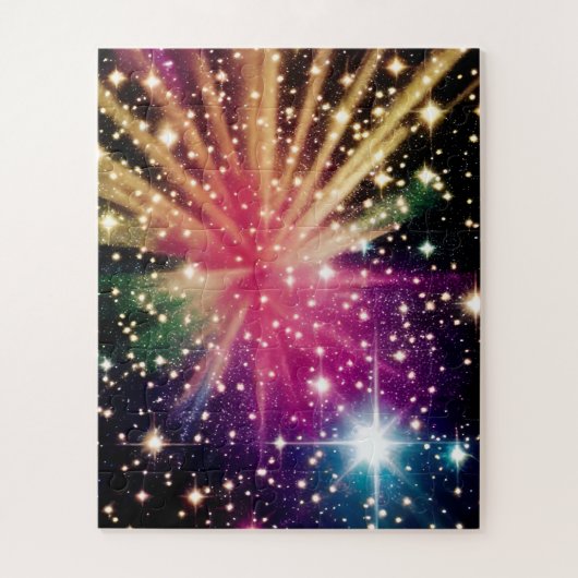 宇宙インディゴの星々が広大のまわりにな宇宙を踊る ジグソーパズル (縦)