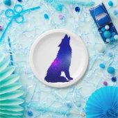 宇宙ウルフハウリング-背景色の選択 ペーパープレート (パーティー)