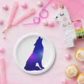 宇宙ウルフハウリング-背景色の選択 ペーパープレート (パーティー)