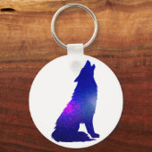 宇宙ウルフハウリング – 背景色を選択 キーホルダー (正面)