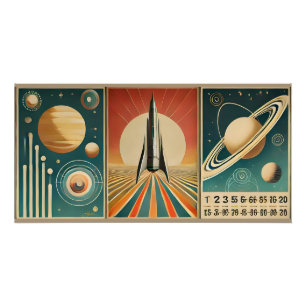 宇宙エイジアート宇宙時間カレンダー ポスター