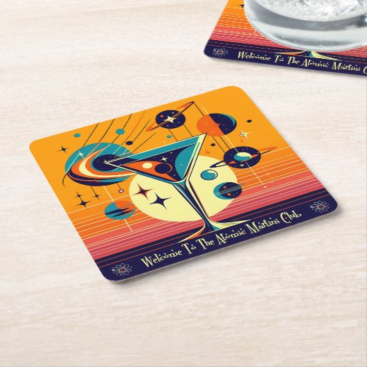宇宙エイジウェルカムトゥーザアトミック・マルティニクラブ スクエアペーパーコースター (アングル)