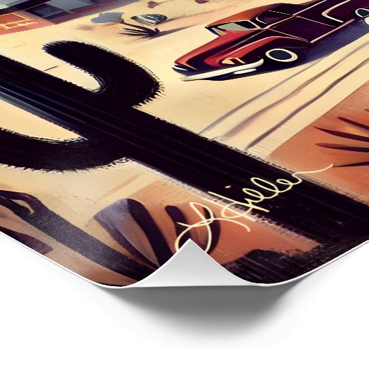 宇宙エイジエイリアン砂漠の侵略ファンタジーアート ポスター (コーナー)