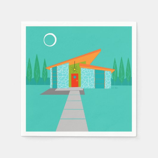 宇宙エイジカートゥーンハウスカクテルナプキンズ スタンダードカクテルナプキン (正面)