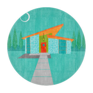 宇宙エイジカートゥーンハウスガラス切り板 カッティングボード