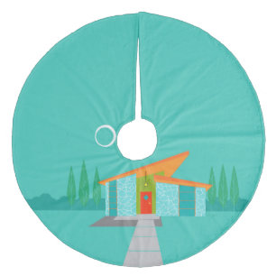 宇宙エイジカートゥーンハウスクリスマスツリースカート フリース ツリースカート