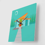 宇宙エイジカートゥーンハウススクエアアクリルウォールクロック スクエア壁時計 (傾斜)