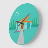 宇宙エイジカートゥーンハウスラウンドアクリル壁時計 ラージ壁時計 (傾斜)