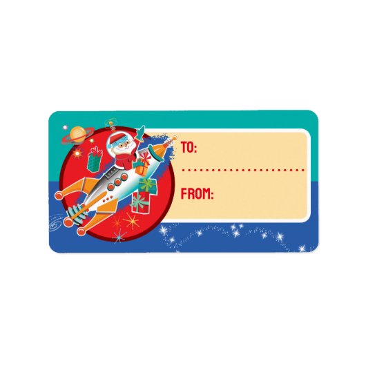 宇宙エイジサンタ2クリスマスギフトタグ ラベル (正面)