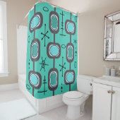 宇宙エイジジオメトリックアートアクアマリン シャワーカーテン (インサイチュ)