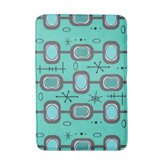 宇宙エイジジオメトリックアートアクアマリン バスマット (正面縦)