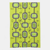 宇宙エイジジオメトリックアートチャートルーズグリーン キッチンタオル (縦)